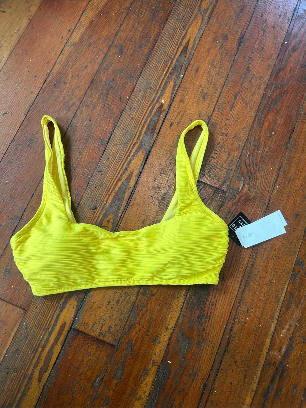 Salt + Cove Lemon Yellow Ribbed Bikini Top